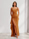 Sheath/Column One-Shoulder Pleated Ruffle Bridesmaid Dresses with Split Side