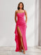 Sheath/Column One-Shoulder Pleated Ruffle Bridesmaid Dresses with Split Side