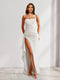 Sheath/Column One-Shoulder Pleated Ruffle Bridesmaid Dresses with Split Side