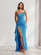 Sheath/Column One-Shoulder Pleated Ruffle Bridesmaid Dresses with Split Side