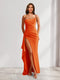 Sheath/Column One-Shoulder Pleated Ruffle Bridesmaid Dresses with Split Side