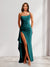 Sheath/Column One-Shoulder Pleated Ruffle Bridesmaid Dresses with Split Side
