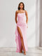 Sheath/Column One-Shoulder Pleated Ruffle Bridesmaid Dresses with Split Side