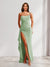 Sheath/Column One-Shoulder Pleated Ruffle Bridesmaid Dresses with Split Side