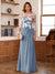 A-Line/Princess Scoop Long Sleeves Floor-Length Ruched Mother of the Bride Dresses With Appliques