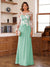 A-Line/Princess Scoop Long Sleeves Floor-Length Ruched Mother of the Bride Dresses With Appliques