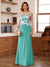 A-Line/Princess Scoop Long Sleeves Floor-Length Ruched Mother of the Bride Dresses With Appliques