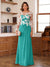 A-Line/Princess Scoop Long Sleeves Floor-Length Ruched Mother of the Bride Dresses With Appliques