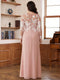 A-Line/Princess Scoop Long Sleeves Floor-Length Ruched Plus Size Mother of the Bride Dresses With Appliques