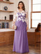 A-Line/Princess Scoop Long Sleeves Floor-Length Ruched Plus Size Mother of the Bride Dresses With Appliques