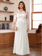 A-Line/Princess Scoop Long Sleeves Floor-Length Ruched Plus Size Mother of the Bride Dresses With Appliques