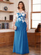 A-Line/Princess Scoop Long Sleeves Floor-Length Ruched Plus Size Mother of the Bride Dresses With Appliques