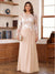 A-Line/Princess Scoop Long Sleeves Floor-Length Ruched Plus Size Mother of the Bride Dresses With Appliques