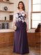 A-Line/Princess Scoop Long Sleeves Floor-Length Ruched Plus Size Mother of the Bride Dresses With Appliques