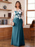 A-Line/Princess Scoop Long Sleeves Floor-Length Ruched Plus Size Mother of the Bride Dresses With Appliques