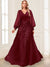 A-Line V-Neck Long Sleeves Split Side Mother of the Bride Dresses with Appliques
