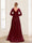 A-Line V-Neck Long Sleeves Split Side Mother of the Bride Dresses with Appliques
