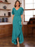 Trumpet/Mermaid V-Neck Short Sleeves Ruched Mother of the Bride Dresses with Ruffles