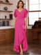 Trumpet/Mermaid V-Neck Short Sleeves Ruched Mother of the Bride Dresses with Ruffles