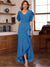 Trumpet/Mermaid V-Neck Short Sleeves Ruched Mother of the Bride Dresses with Ruffles