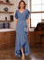 Trumpet/Mermaid V-Neck Short Sleeves Ruched Mother of the Bride Dresses with Ruffles