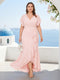 Trumpet/Mermaid V-Neck Short Sleeves Ruched Plus Size Mother of the Bride Dresses with Ruffles