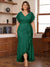 Trumpet/Mermaid V-Neck Short Sleeves Ruched Plus Size Mother of the Bride Dresses with Ruffles