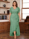 Trumpet/Mermaid V-Neck Short Sleeves Ruched Plus Size Mother of the Bride Dresses with Ruffles
