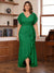 Trumpet/Mermaid V-Neck Short Sleeves Ruched Plus Size Mother of the Bride Dresses with Ruffles