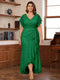 Trumpet/Mermaid V-Neck Short Sleeves Ruched Plus Size Mother of the Bride Dresses with Ruffles