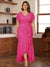 Trumpet/Mermaid V-Neck Short Sleeves Ruched Plus Size Mother of the Bride Dresses with Ruffles