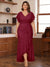 Trumpet/Mermaid V-Neck Short Sleeves Ruched Plus Size Mother of the Bride Dresses with Ruffles