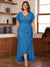 Trumpet/Mermaid V-Neck Short Sleeves Ruched Plus Size Mother of the Bride Dresses with Ruffles