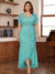 Trumpet/Mermaid V-Neck Short Sleeves Ruched Plus Size Mother of the Bride Dresses with Ruffles