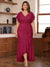 Trumpet/Mermaid V-Neck Short Sleeves Ruched Plus Size Mother of the Bride Dresses with Ruffles