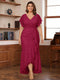Trumpet/Mermaid V-Neck Short Sleeves Ruched Plus Size Mother of the Bride Dresses with Ruffles