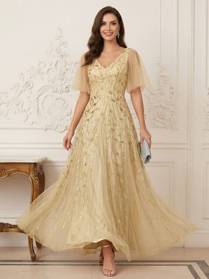A-Line/Princess V-Neck Floor-Length Mother of the Bride Dresses with Appliques
