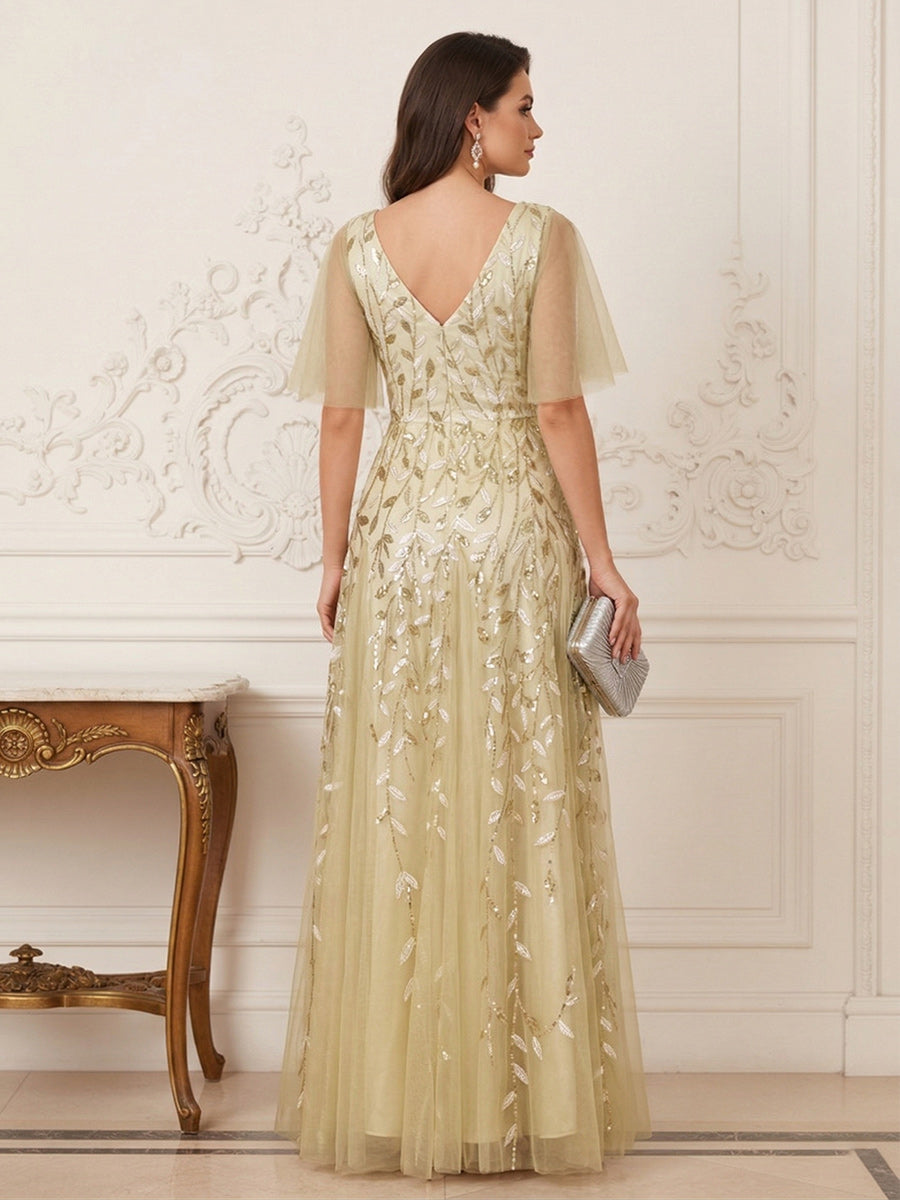 A-Line/Princess V-Neck Floor-Length Mother of the Bride Dresses with Appliques