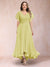 A-Line/Princess V-Neck Short Sleeves Long Plus Size Evening Dresses with Appliques