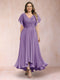 A-Line/Princess V-Neck Short Sleeves Long Plus Size Evening Dresses with Appliques