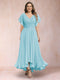 A-Line/Princess V-Neck Short Sleeves Long Plus Size Evening Dresses with Appliques