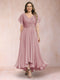 A-Line/Princess V-Neck Short Sleeves Long Plus Size Evening Dresses with Appliques