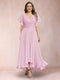 A-Line/Princess V-Neck Short Sleeves Long Plus Size Evening Dresses with Appliques