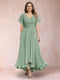 A-Line/Princess V-Neck Short Sleeves Long Plus Size Evening Dresses with Appliques