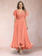 A-Line/Princess V-Neck Short Sleeves Long Plus Size Evening Dresses with Appliques