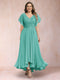 A-Line/Princess V-Neck Short Sleeves Long Plus Size Evening Dresses with Appliques