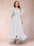 A-Line/Princess V-Neck Short Sleeves Long Plus Size Evening Dresses with Appliques