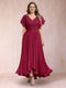 A-Line/Princess V-Neck Short Sleeves Long Plus Size Evening Dresses with Appliques