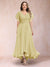 A-Line/Princess V-Neck Short Sleeves Long Plus Size Evening Dresses with Appliques