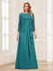 Lace Chiffon Square Neck 3/4 Sleeves 2 Pieces Mother of the Bride Dresses with Appliques & Jacket
